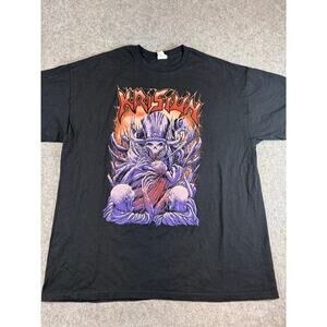 Krisiun Band Shirt Mens Black Skull Death Metal Short Sleeve Graphic Tee XL